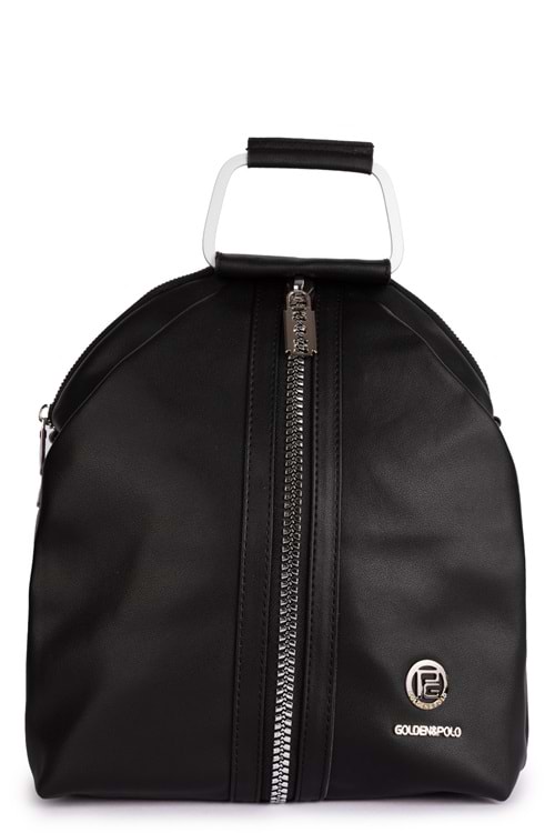 Gondol Kadın Metal Saplı Günlük Şık El ve Sırt Çantası gp.1110 - Siyah Cilt