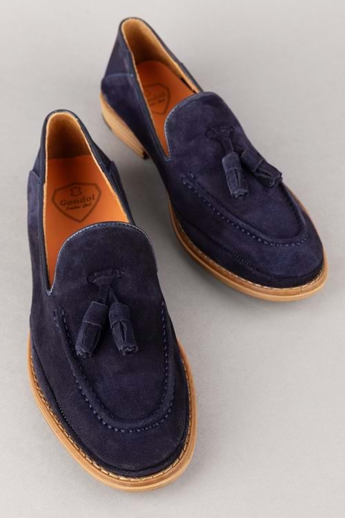 Gondol Içi Dışı Hakiki Deri Hafif Günlük Rahat Ayakkabı src.851 - Lacivert Süet - 40