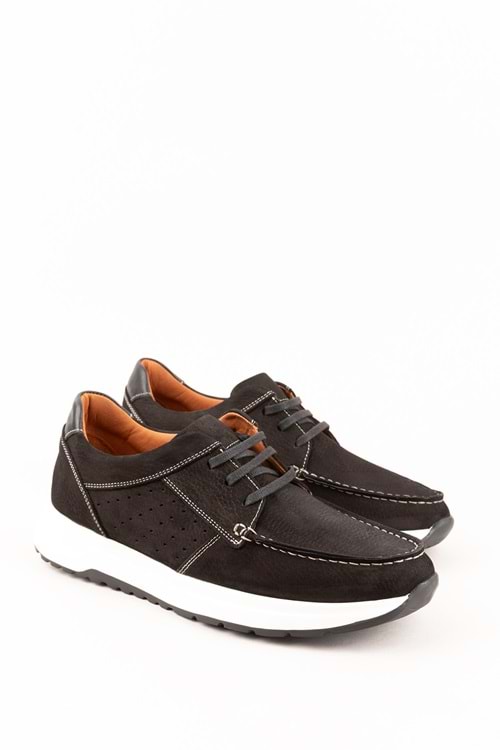 Gondol Içi Dışı Hakiki Deri Günlük Rahat Hafif Ayakkabı src.455 - Siyah Nubuk - 41