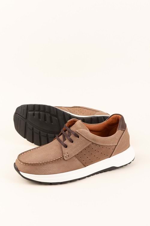 Gondol Içi Dışı Hakiki Deri Günlük Rahat Hafif Ayakkabı src.455 - Vizon Nubuk - 41