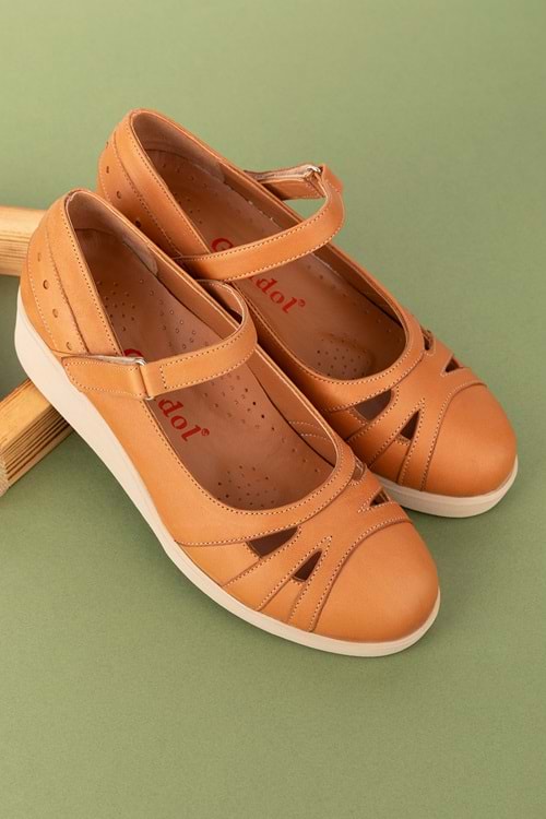 Gondol Hakiki Deri Anatomik Taban Cırtlı Rahat Ayakkabı mlk.5470 - Taba - 41