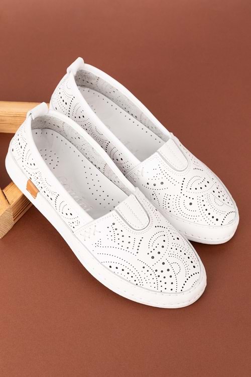 Gondol Hakiki Deri Rahat Yazlık Ayakkabı usl.2137 - Beyaz - 40