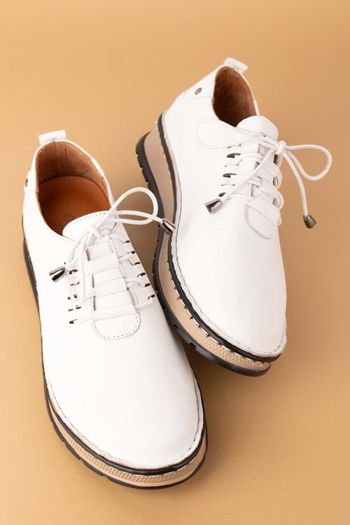 Gondol Hakiki Deri Hafif Taban Rahat Günlük Ayakkabı byz.530 - Beyaz - 42