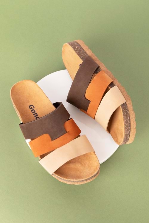 Gondol Kadın Hakiki Deri Rahat Günlük Renkli Terlik usl.2514 - Mix - 41