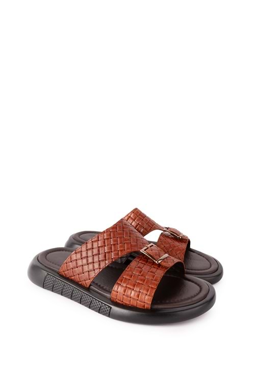 Gondol Erkek Hakiki Deri Terlik esm.438 - Taba - 41