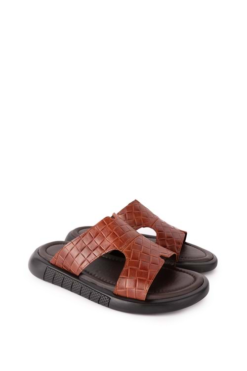 Gondol Erkek Hakiki Deri Terlik esm.427 - Taba - 41