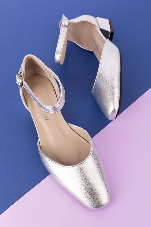 Gondol Hakiki Deri Kısa Topuklu Ayakkabı vdt.010 - Lame - 37