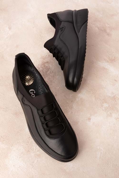 Gondol Hakiki Deri Anatomik Taban Rahat Ayakkabı elnr.5856 - Siyah - 36