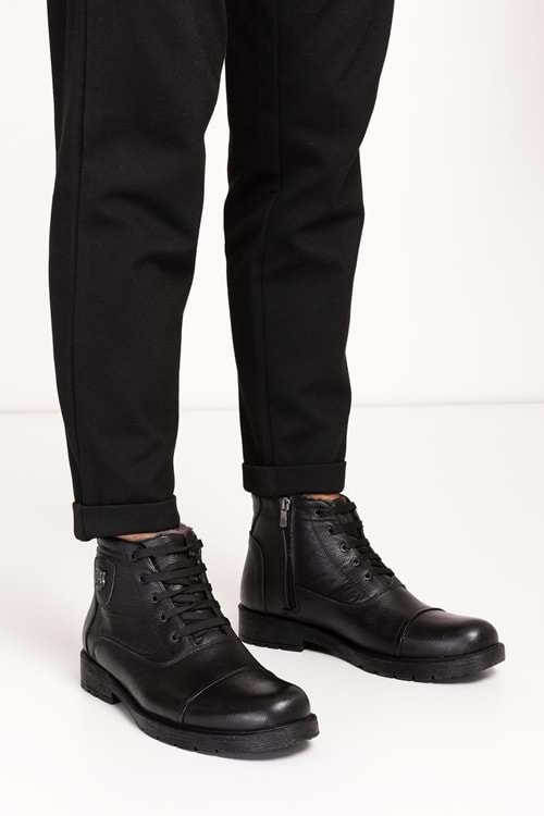 Gondol Erkek Hakiki Deri İçi Kürklü Günlük Bot kn.855 - Siyah - 40