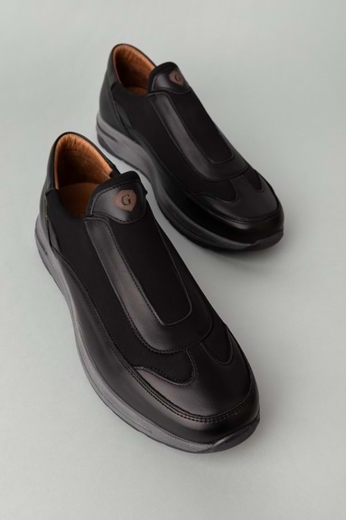 Gondol Erkek Hakiki Deri Rahat Bağcıksız Kolay Giyim Ayakkabı ozd.3065 - Siyah - 41