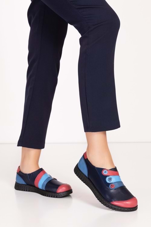 Gondol Hakiki Deri Anatomik Taban Rahat Cırtlı Ayakkabı ell.7109 - Mix - 36