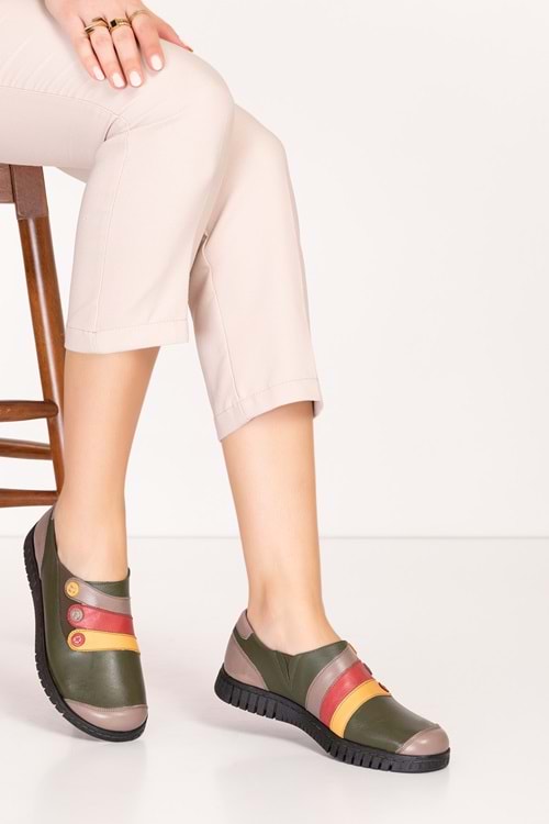 Gondol Hakiki Deri Anatomik Taban Rahat Cırtlı Ayakkabı ell.7109 - Multi - 41