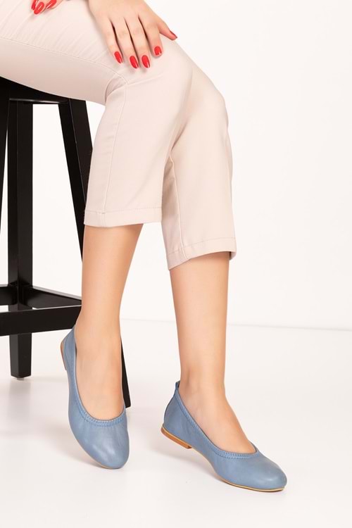 Gondol Hakiki Deri Günlük Babet alpx.623 - Mavi - 37