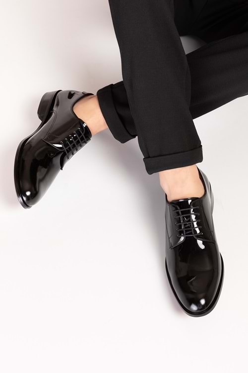 Gondol Erkek Hakiki Deri Klasik Kundura Ayakkabı ny.434 - siyah rugan - 39