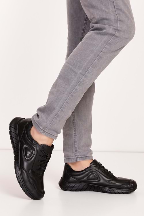 Gondol Erkek Hakiki Deri Hafif Esnek Kaymaz Taban Ayakkabı af.2500 - Siyah - 40