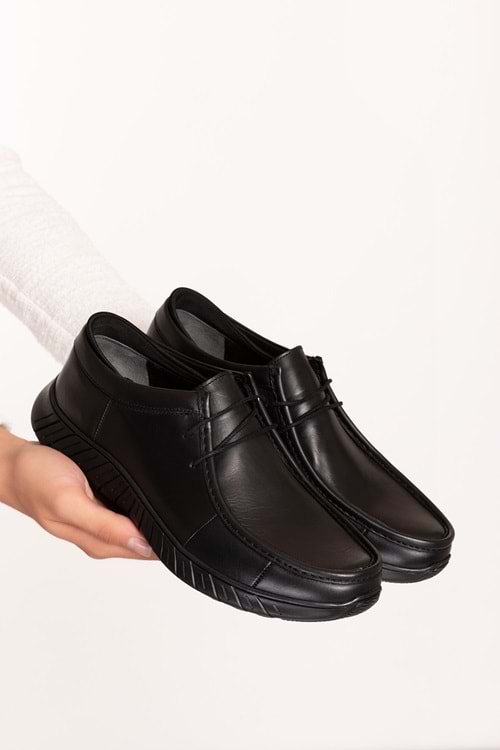 Gondol Erkek Hakiki Deri Hafif Esnek Kaymaz Taban Ayakkabı af.1453 - Siyah - 40