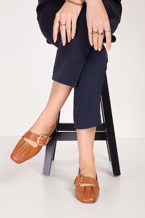 Gondol Hakiki Deri Babet Ayakkabı elnr.108 - Taba - 36