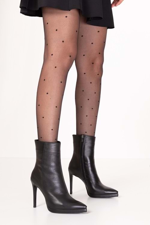 Gondol Kadın Hakiki Deri İnce Topuklu Şık Bot mnz.240080 - Siyah - 38