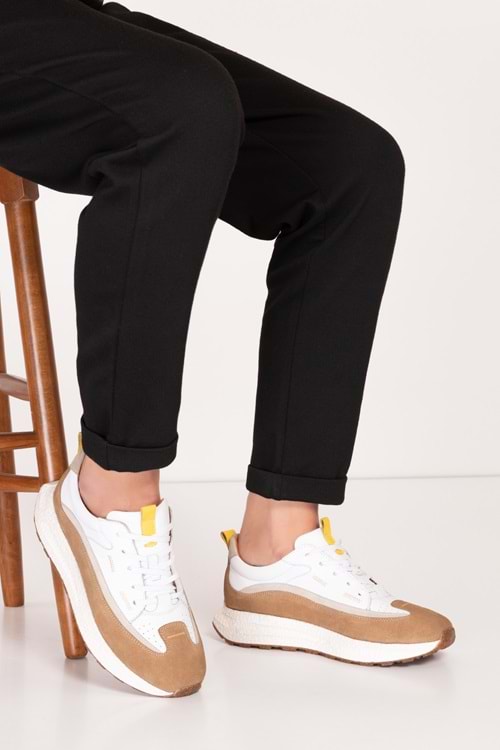 Gondol Içi Dışı Hakiki Deri Şık Günlük Ayakkabı ny.896 - Beyaz - Bej - 39