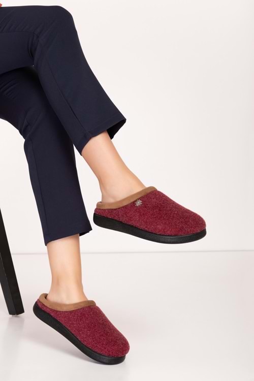 GONDOL İÇİ KÜRKLÜ RAHAT VE HAFİF EV TERLİĞİ EV.216 - Bordo - 38