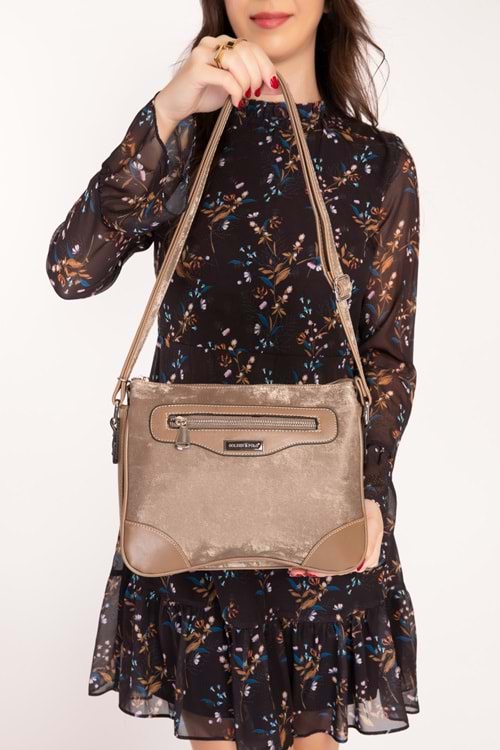 Gondol Kadın Günlük Çapraz Omuz Çantası gp.1420 - Vizon Kumaş