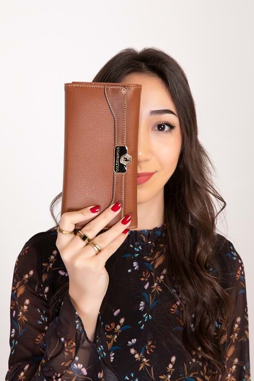 Gondol Çok Gözlü Kullanışlı Şık Cüzdan gp.1489 - Taba - TEK EBAT