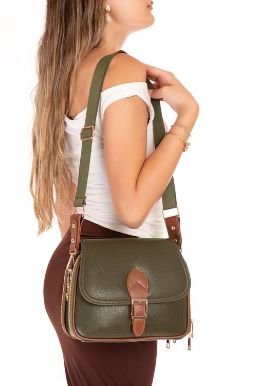 Gondol Kadın Çift Bölmeli Şık Günlük Çanta ald.1406 - Haki