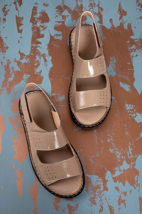 Gondol Hakiki Deri Anatomik Taban Hac Umre Erkek Sandalet kml.1222 - vizon rugan - 40