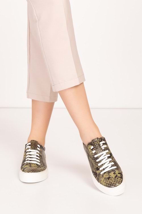 Gondol Hakiki Deri Anatomik Taban Spor Ayakkabı alsx.1352 - Sarı Yılan - 35