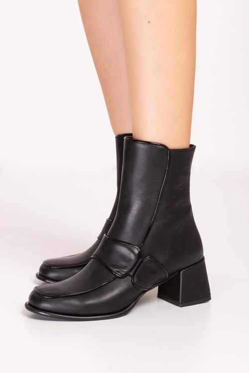 Gondol Kadın Hakiki Deri Kalın Topuklu Şık Bot ss.145 - Siyah - 36