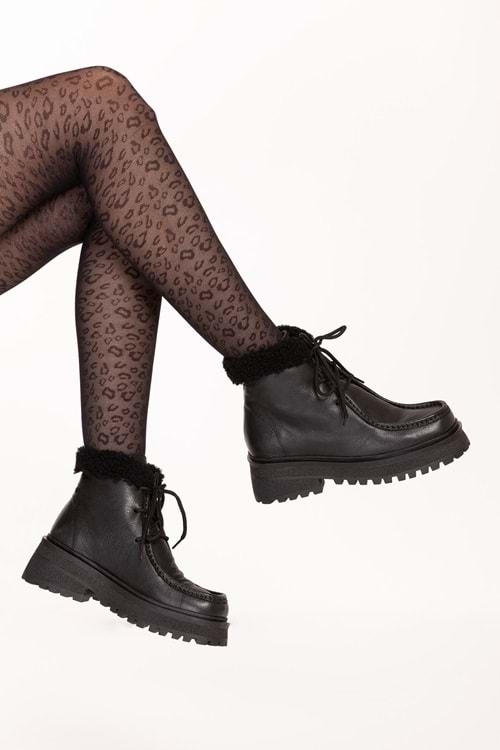 Gondol Kadın Hakiki Deri İçi Kürklü Rahat Bot wst.2243 - Siyah - 36