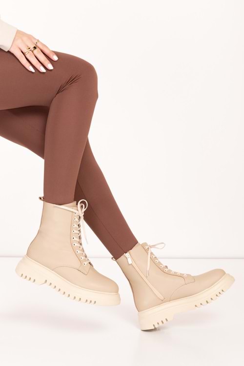 Gondol Kadın Hakiki Deri Günlük Postal Bot wst.2303 - Vizon - 38