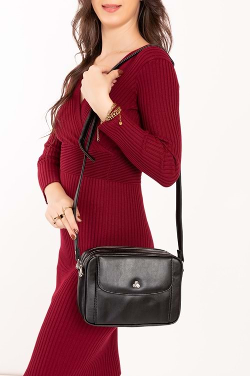 Gondol Yılan Deri Baskılı Şık Omuz Çanta ysm.1984 - Siyah - TEK EBAT