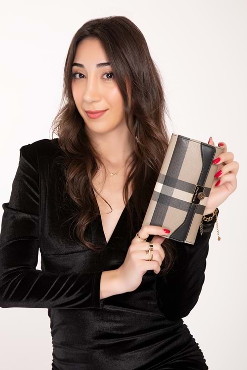 Gondol Günlük Kullanışlı Cüzdan ve Kartlık sp.979 - Vizon Ekose - TEK EBAT