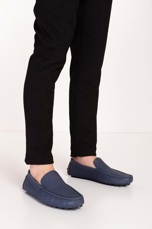 Gondol Erkek Hakiki Deri Esnek Taban Yazlık Loafer Ayakkabı tx.13880 - Lacivert - 40