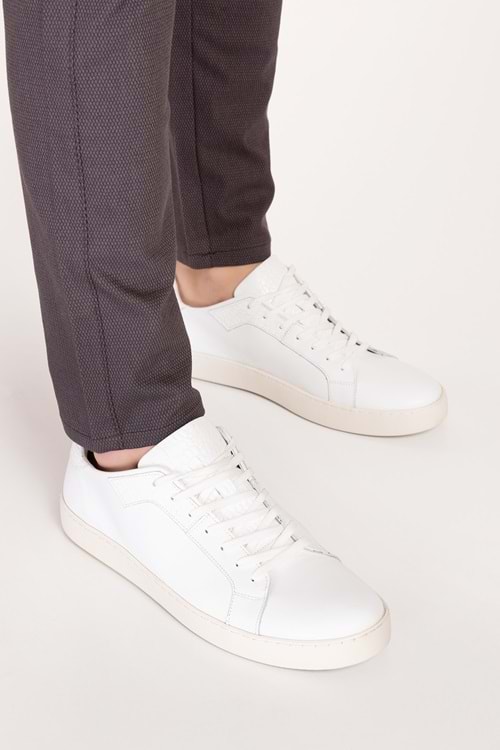 Gondol Erkek Hakiki Deri Lastikli Kolay Giyim Ayakkabı tx.7741 - Beyaz - 42