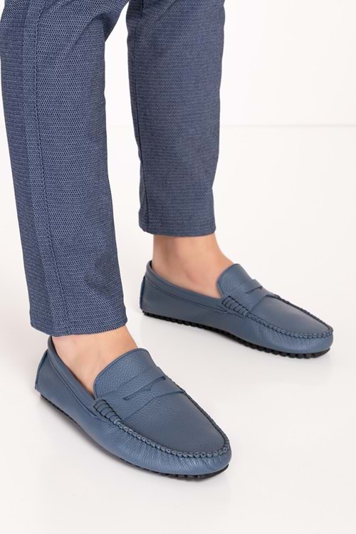 Gondol Erkek Hakiki Deri Hafif Taban Loafer Ayakkabı tx.12503 - Lacivert - 41