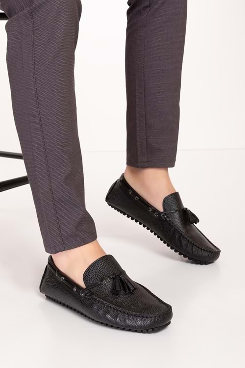 Gondol Erkek Hakiki Deri Hafif Taban Loafer Ayakkabı tx.12502 - Siyah - 42