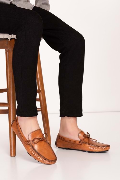 Gondol Erkek Hakiki Deri Hafif Taban Loafer Ayakkabı tx.14021 - Taba - 41