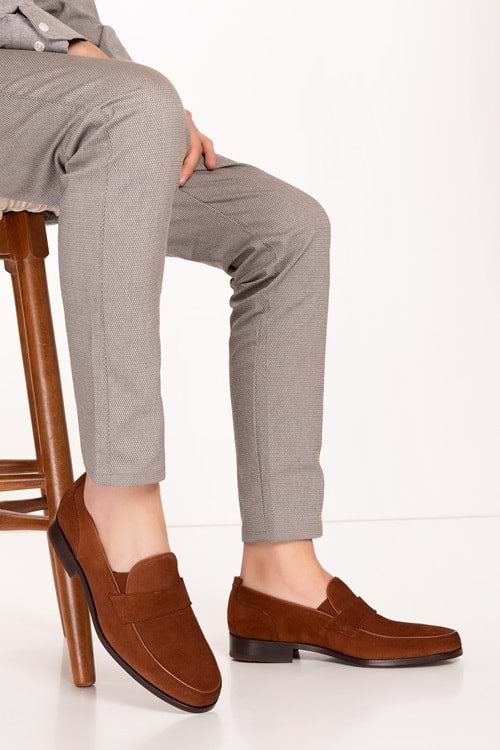 Gondol Erkek Hakiki Deri Kösele Taban Klasik Ayakkabı tx.8496 - Taba Süet - 41