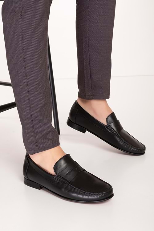 Gondol Erkek Hakiki Deri Kösele Taban Klasik Ayakkabı tx.5820 - Siyah - 40