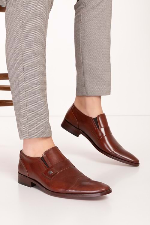 Gondol Erkek Hakiki Deri Kösele Taban Klasik Ayakkabı tx.3702 - Taba - 44