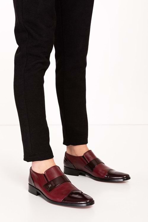 Gondol Erkek Hakiki Deri Kösele Taban Klasik Ayakkabı tx.3702 - Bordo - 39