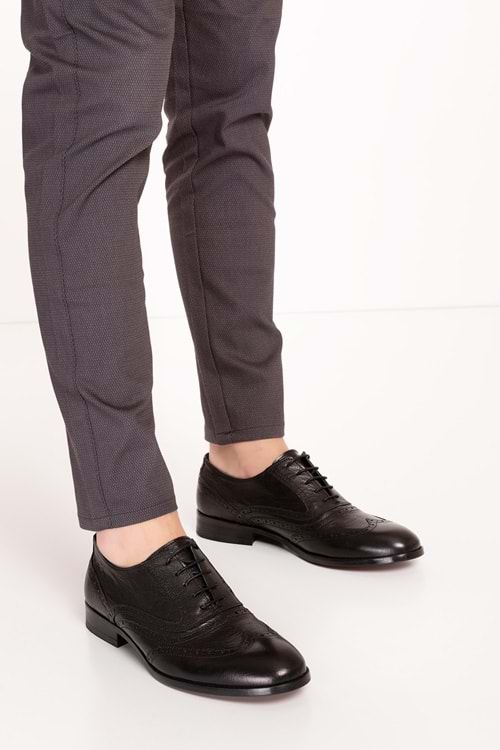 Gondol Erkek Hakiki Deri Kösele Taban Klasik Ayakkabı tx.8460 - Siyah - 41