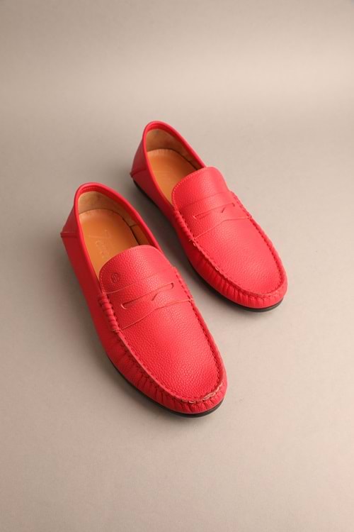 Gondol Erkek Hakiki Deri Klasik Loafer Kırmızı 42 ttx.232