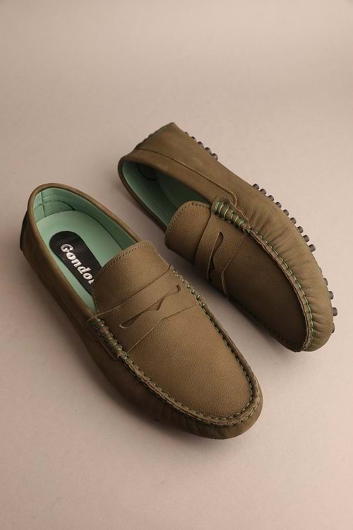 Gondol Erkek Hakiki Deri Klasik Loafer Haki 41 ttx.262