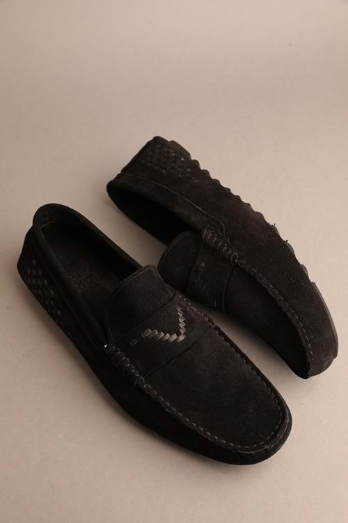 Gondol Erkek Hakiki Deri Klasik Loafer Siyah Süet 41 ttx.270