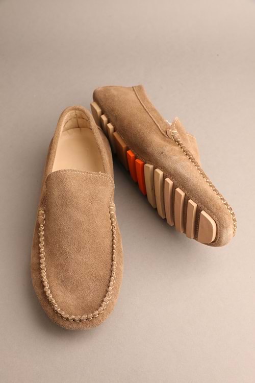 Gondol Erkek Hakiki Deri Klasik Loafer Vizon Süet 41 ttx.2019