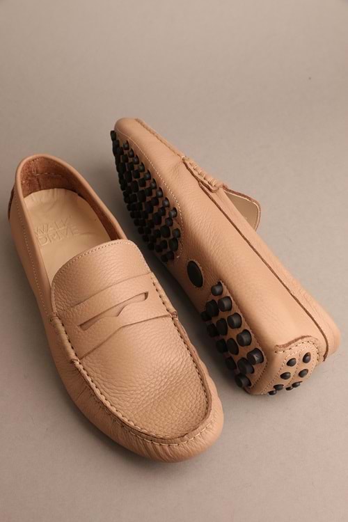 Gondol Erkek Hakiki Deri Klasik Loafer Vizon 45 ttx.20116