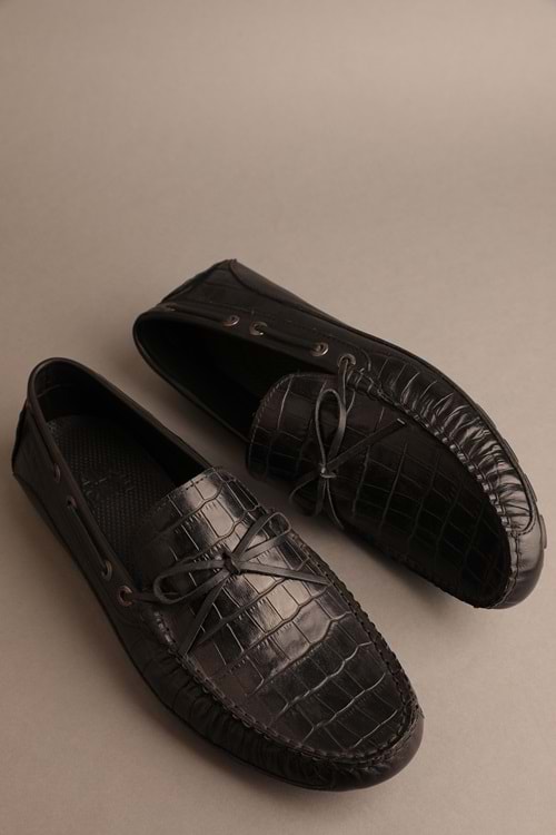 Gondol Erkek Hakiki Deri Klasik Loafer Siyah Croco 41 ttx.20120